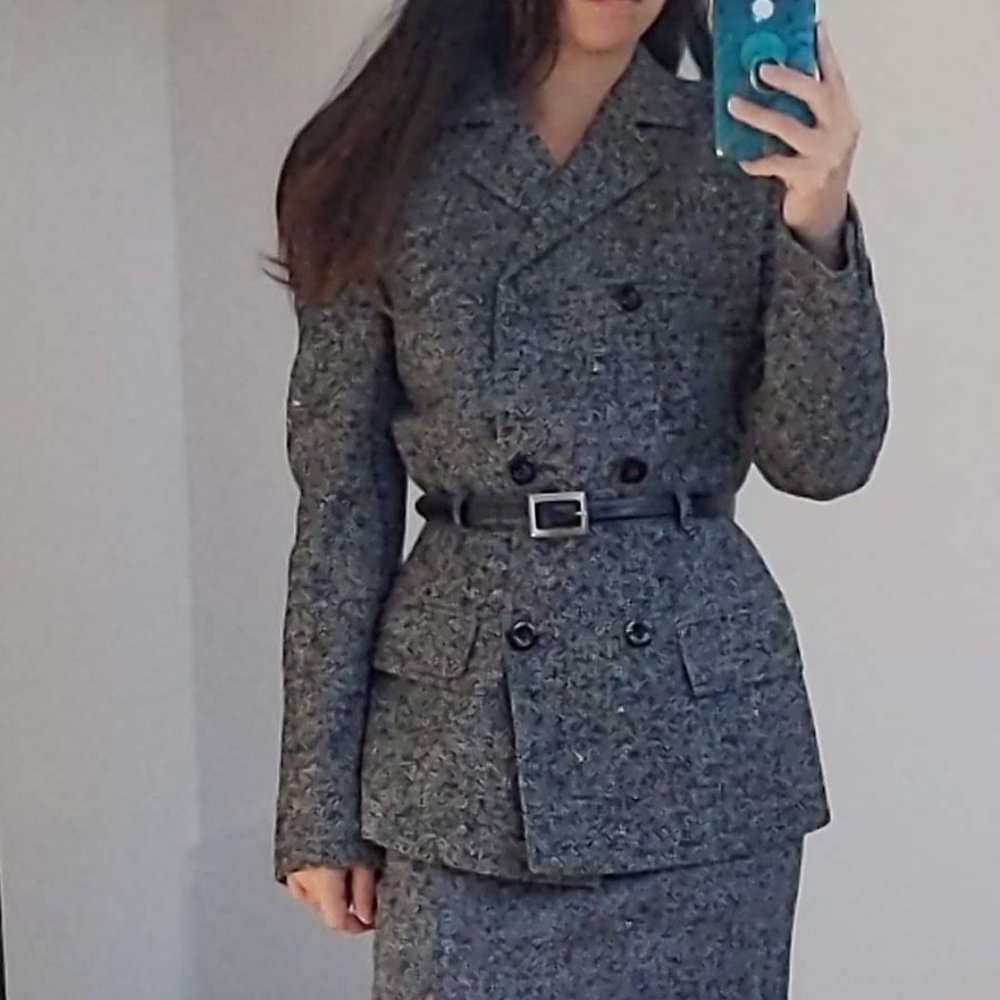 Vintage Marella Wool Belted Double Breasted Blazer Coat